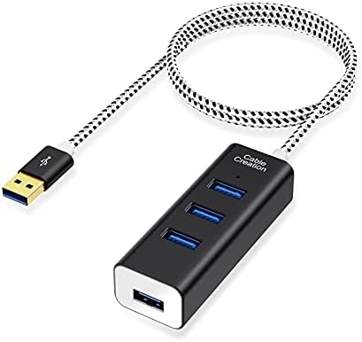 צרור-2 פריטים: כבלים 4-יציאה USB 3.0 Hub 5GBPS + זווית ימנית USB C זכר לנקבה מתאם [3-חבילה]
